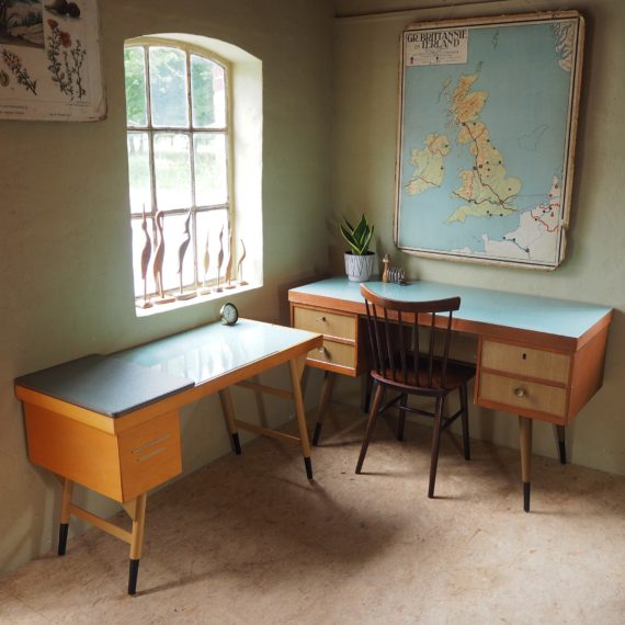 Fifties Bureau + Archieftafel - Ekawerk Hornlippe German design Desk + Archive Table - Sold