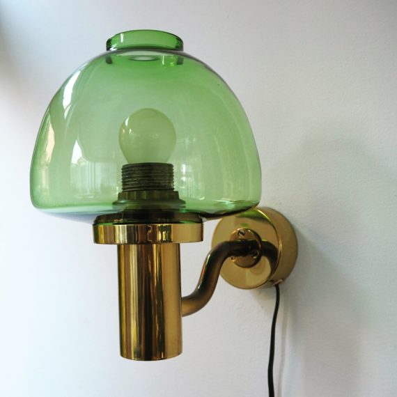 Wall Light Hans Agne Jakobsson Svera - Brass & Glass - green - signed - sold