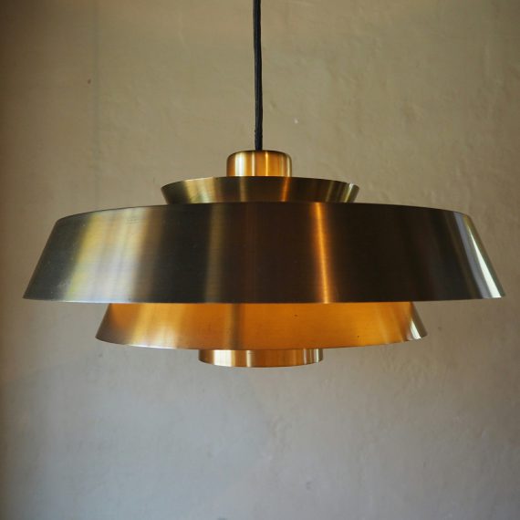 Lamp NOVA - Danish design Jo Hammerborg Fog&Mørup - Ø42 H140cm brass - incl. plafondkap - zeer goede staat - sold