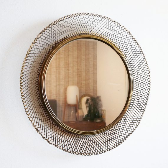 50's Messing ronde Spiegel - Vintage Brass Mirror Ø45cm - sold