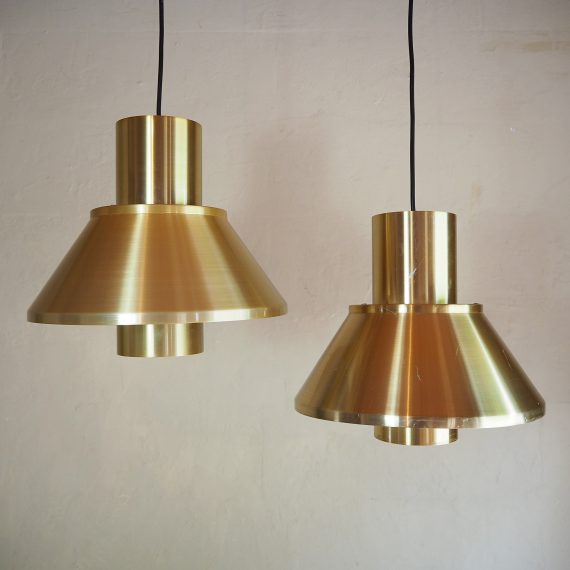 2 stuks Hanglampen by Jo Hammerborg for Fog&Mørup in Messing - Brass Vintage Danish design - sold