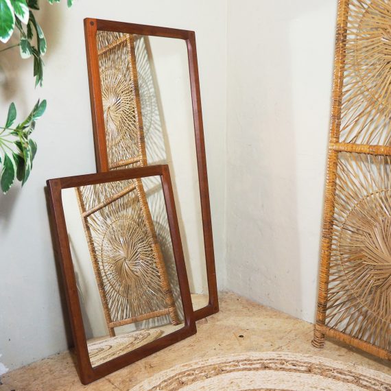 60's teak Spiegel Deens design - Aksel Kjersgaard - Vintage Teak Danish Mirror # 44x105cm en 44x59cm (1 kleine reparatie aan de lijst) - Sold