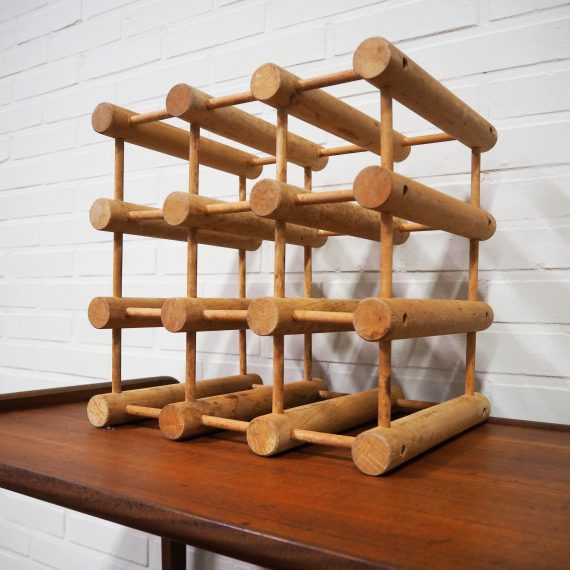 Vintage teak Deens design Wijnrek / Danish design Wine Rack by Richard Nissen 35x35xd28cm - sold