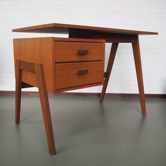 Teak Topform Bureau (gemerkt) met 2 lades - 100x57cm H71cm - in goede vintage staat - Vintage Dutch Topform design Desk - sold