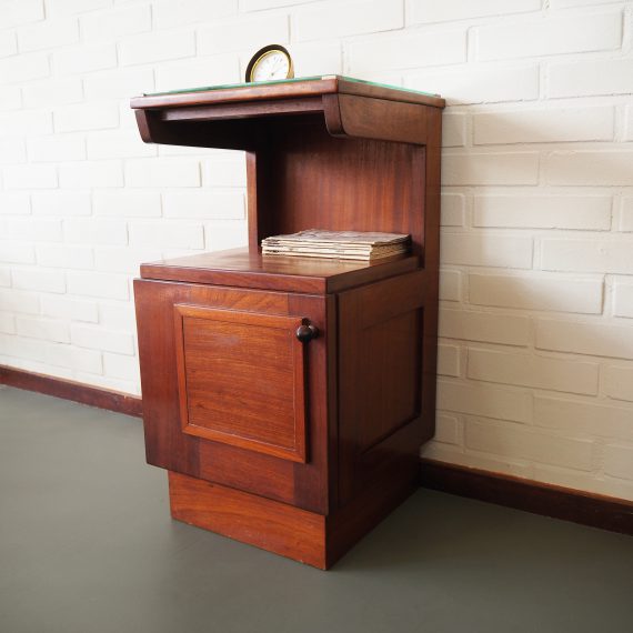 Art Deco Amsterdamse School style Nachtkastje met glasplaat - B36xD34xH67cm - Art deco Bedside Table - sold