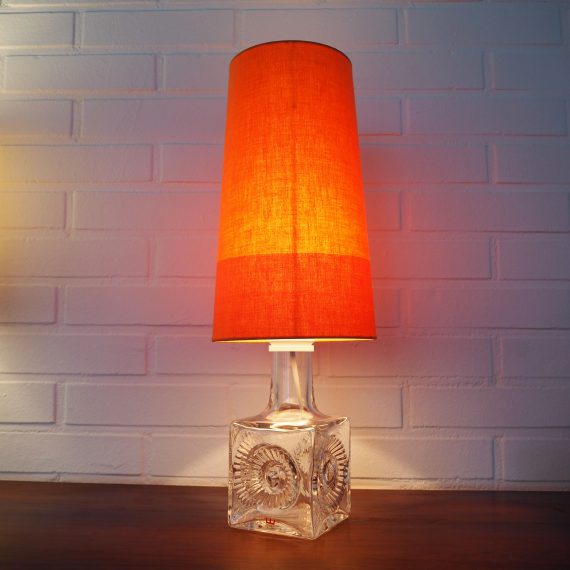 60's Kosta Boda crystal Tafellamp Lamp met nieuwe kap - signed Ove Sandeberg - sold