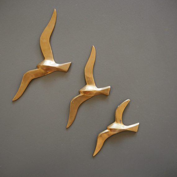 Set vintage messing Vogels wandsculptuur - Brass wall birds - sold