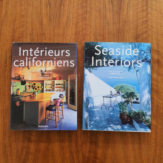 Grote Taschen Interieur Boeken - Interieurs Californiens (1999) en Seaside Interiors (2000) -in goede staat - 33x25x3cm - Interior design Books both books in English, German and French, all in one - Per stuk €40