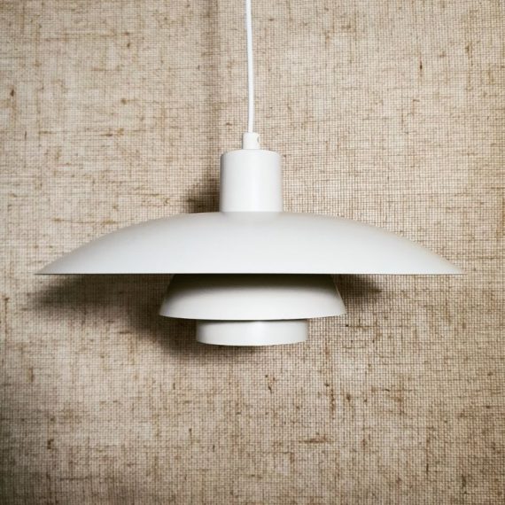 Vintage Deens design witte PH 4/3 Hanglamp - Danish design by Poul Henningsen for Louis Poulsen - in goede staat - ø 40 cm H 20 cm en met lang nieuw snoer - sold