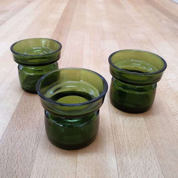 LTD Glazen Kandelaren by Jens Quistgaard - Deens design jaren 60 - H6,5cm ø7,3 cm - geschikt voor waxinelichtjes of als vaasje te gebruiken - nog 2 stuks beschikbaar Per stuk € 19,50