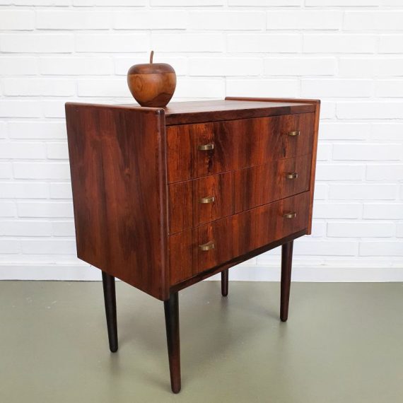 Vintage Deens design Ladenkastje in Palissander / Rosewood chest of drawers - B51xD30xH58cm - in goede vintage staat - € 280