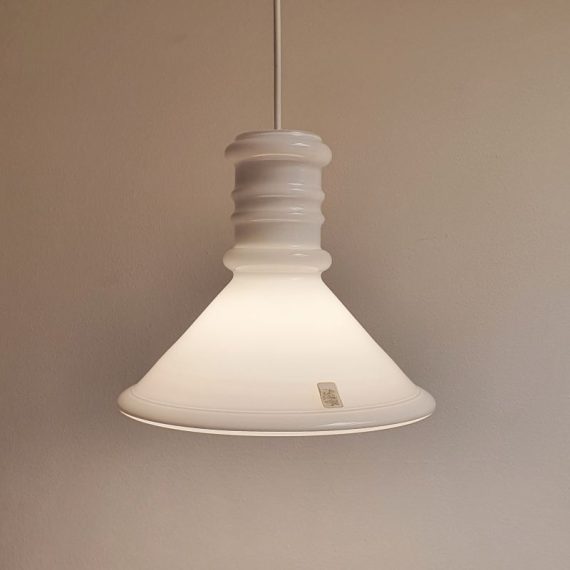 Opaline glazen Hanglamp van Sidse Werner, Holmegaard - Vintage Deens design - H20cm en Ø24cm - In goede staat en met nieuw snoer - € 140