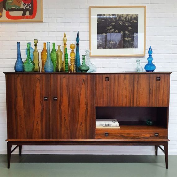 Grote Kast met bar in prachtig palissander door Louis van Teeffelen voor ws Topform, jaren 60 - (mail voor meer foto's!) H120xB204xD44cm - in goede vintage staat, zeer hoge, zware kwaliteit - sold