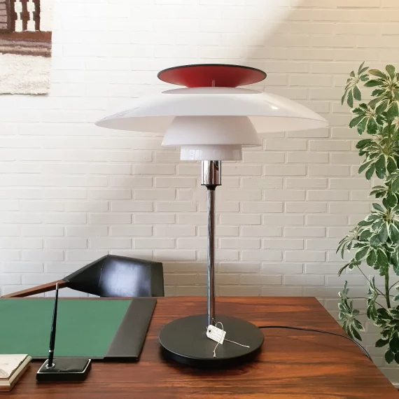 In Nieuwstaat; PH80 Tafellamp - Poul Henningsen voor Louis Poulsen - Vintage Danish design table lamp - jaren 80, niet meer in productie - aluminium en acrylaat - H70cm Ø55cm - € 950