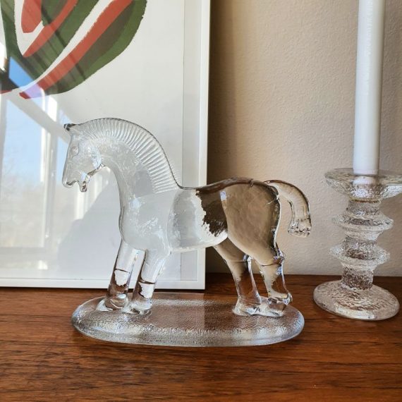 Kristal glazen Paard van Bertil Vallien voor Kosta Boda, Zweeds design 20x8x18cm - € 85