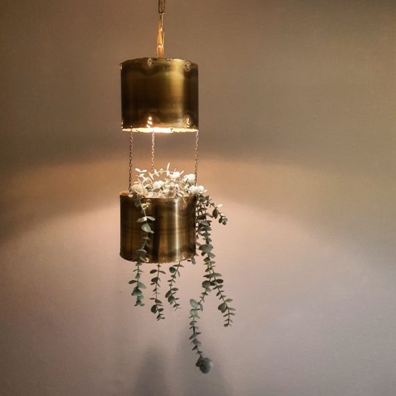 Zeldzame Flowerpot Hanglamp + Bloembak - Svend Aage Holm Sorensen - vintage Deens design - incl. originele koperen plafondkap - € 175