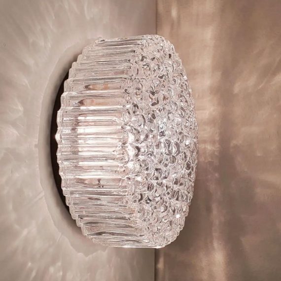 Grote Bubbellamp Plafondlamp / Plafonnière / Wandlamp van de Finse designer Helena Tynell voor Glashütte Limburg - helder bubbelglas - Ø 25cm H11cm - gemerkt - € 195