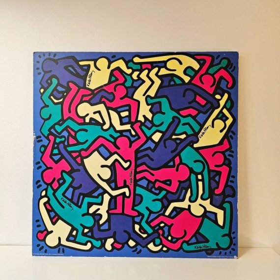 Keith Haring poster, ikea (transtrand) 1999, papier op board - 78x78cm - hier en daar leeftijdssporen - 80's postmodern art - € 95