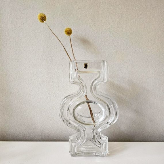 Emma Vaas by Helena Tynell voor Riihimaen Lasi, Finland gemaakt tussen1968 en 1976 - transparant H21cm - € 75
