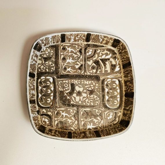 Royal Copenhagen Schaal van Nils Thorsson, type Fajance - vintage Deens design - 23x23cm - € 55
