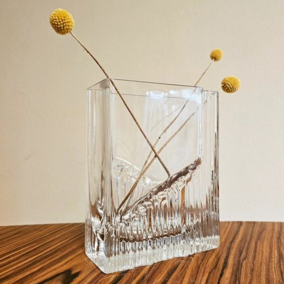 Vintage Vaas 'Sointu' van Tapio Wirkkala voor Iittala, Finland - Helder Kristalglas 18x14x8,5cm - € 110