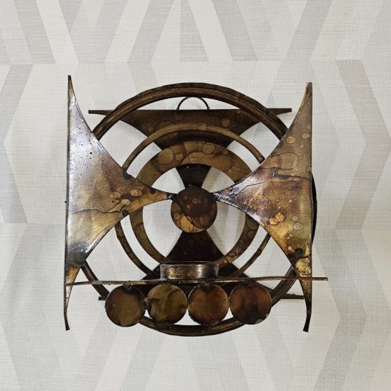 Henrik Horst Wandkandelaar Deens design - Danish Brutalist Wall Sculpture / Candle Holder - 30x30x13cm - € 195