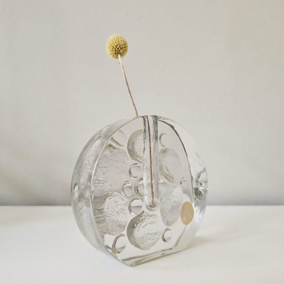 Solifleur Vaasje van dik glas met grote 'bubbels' jaren 70 - 12x11x3,5cm - € 30